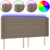 vidaXL Hoofdbord LED 163x16x118/128 cm stof taupe