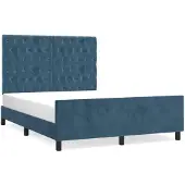 vidaXL Bedframe zonder matras 140x200 cm fluweel donkerblauw