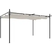 vidaXL Pergola met uitschuifbaar dak 395x292x230 crèmekleurig