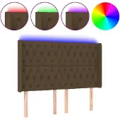 vidaXL Hoofdbord LED 147x16x118/128 cm stof donkerbruin