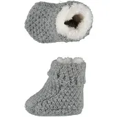 Apollo gebreide baby slofjes 0-3 mnd grijs Jongens/Meisjes Polyester Effen - maat 0-3 mnd