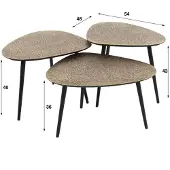 Hoyz salontafel metallic antiek set van 3