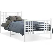 vidaXL Bedframe met hoofd- en voeteneinde metaal wit 100x200 cm