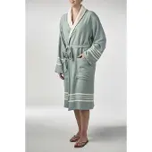 Lalay Gevoerde hamam badjas Krem Sultan almond green van Lalay