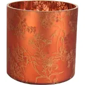 Baroque - Waxinelichtjeshouder - Waxinelichthouder Bloemenprint 15 cm - Rood - Glas - 15x15x15 - Glass
