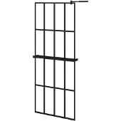 vidaXL Inloopdouchewand met schap 80x195 cm ESG-Glas aluminium zwart