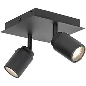 QAZQA Moderne badkamerspot zwart vierkant 2-lichts IP44 - Ducha