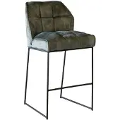 Bronx Velvet barkruk Janna groen 82 cm