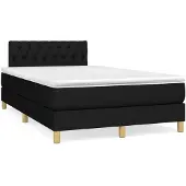 vidaXL Boxspring met matras stof zwart 120x200 cm