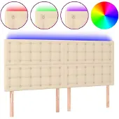 vidaXL Hoofdbord LED 200x5x118/128 cm stof crèmekleurig