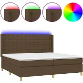 vidaXL Boxspring met matras en LED stof donkerbruin 200x200 cm