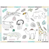 Folat inkleurbare placemats wilde dieren 6st.