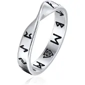 Mendes Nordic Heren Ring- Rune Script Silver-18mm