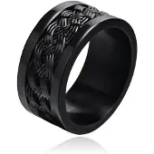 Mendes Zwarte mannen Ring Verweven Band - Jewelry-20mm