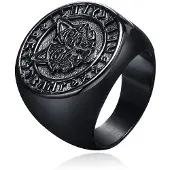 Mendes Nordic Ring - Runic Wolf Black-17mm