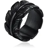 Mendes Jewelry Ring voor Mannen - Veer Zwart-21mm