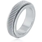 Mendes Jewelry Mesh Ring - Spinner Silver-17mm