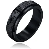 Mendes Viking Script Ring - Edelstaal Zwart-21mm