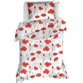 MOODIT Dekbedovertrek Odil Papaver Poppy Red-140 x 200 / 220 cm | 1-Persoons