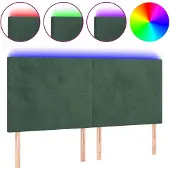 vidaXL Hoofdbord LED 180x5x118/128 cm fluweel donkergroen