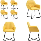 vidaXL Eetkamerstoelen 4 st stof geel