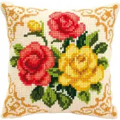 Vervaco - Kruissteekkussen kit - Bloemen - PN-0008575 - Borduren - Borduurpakket - Borduurpakket volwassenen - Borduurpakket kind