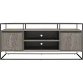 Notio Living Camley|TV-meubel in glas en basis in MDF grijs eiken