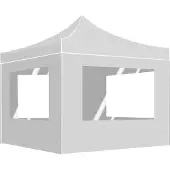 vidaXL Partytent inklapbaar met wanden 2x2 m aluminium wit