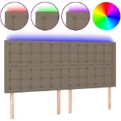 vidaXL Hoofdbord LED 180x5x118/128 cm stof taupe