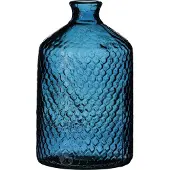 Natural Living Bloemenvaas Scubs Bottle - blauw geschubt transparant - glas - 18 x 31 cm - Fles vazen