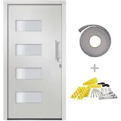 vidaXL Voordeur 100x200 cm aluminium en PVC wit