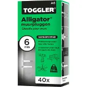 Toggler Plug Voor Massieve Muur Alligator A6 Kunststof - Diam. 6x40mm - 40 Stuks