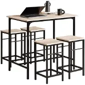 SoBuy OGT11-N Bartafel met 4 krukken – 5-delig
