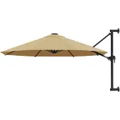 vidaXL Wandparasol met metalen paal 300 cm taupe