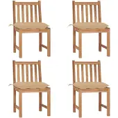 vidaXL Tuinstoelen, 4 stuks, met kussens, massief teakhout