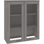 vidaXL Hoogdressoir HAMAR, lichtgrijs, 85x35x100 cm, massief hout