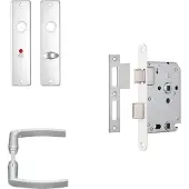 Axa Deurbeslag set Binnendeur - Curve - Deurkruk Aluminium - voor toilet/badkamer TL63-8 - Deurklink met schild - Witte voorplaat