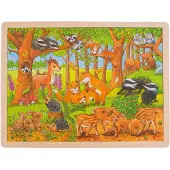 Goki Puzzel - Babydieren - 48 Stukjes - 40X30X0,8Cm - Hout - 3 Jaar