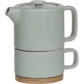 Secret De Gourmet 3 in 1 Theepot + Kopje + Onderzetter Keramiek - Mint Groen
