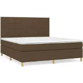 vidaXL Boxspring met matras stof donkerbruin 180x200 cm