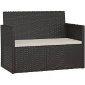 vidaXL Tuinbank met kussens 105 cm poly rattan zwart