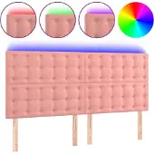 vidaXL Hoofdbord LED 180x5x118/128 cm fluweel roze