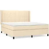 vidaXL Boxspring met matras stof crèmekleurig 180x200 cm