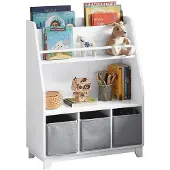 SoBuy Kinderboekenkast met 3 dozen, wit 63x80x28 cm