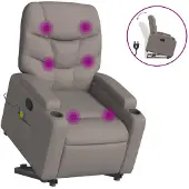 vidaXL Sta-op-massagestoel verstelbaar stof taupe