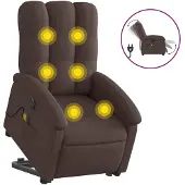 vidaXL Sta-op-massagestoel elektrisch verstelbaar stof donkerbruin