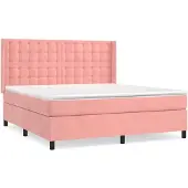 vidaXL Boxspringbed met matras, roze, 160x200 cm, fluweel