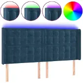 vidaXL Hoofdbord LED 163x16x118/128 cm fluweel donkerblauw