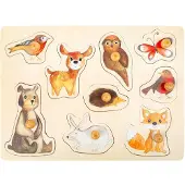 Small Foot - Houten Noppenpuzzel Bosdieren, 9st.