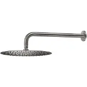 Qisani Hoofddouche Flow met wanddouchearm Ø 30 cm Geborsteld RVS
